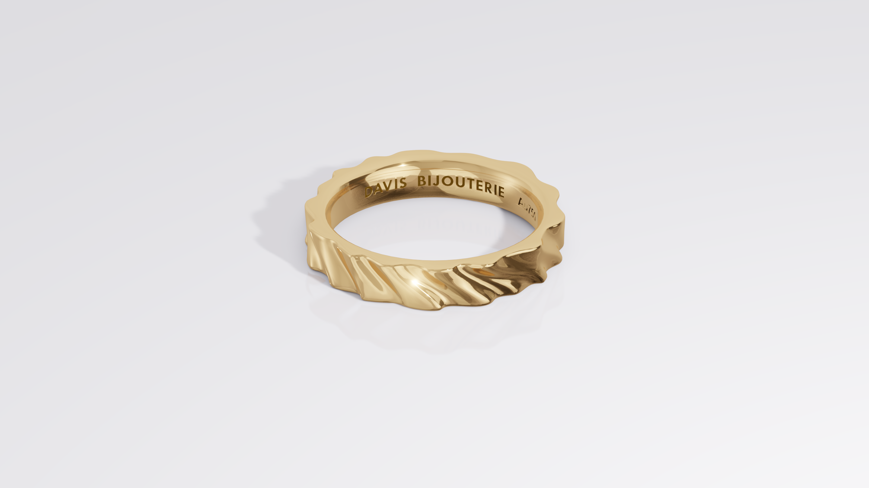 4mm Cascade Flat Band Yellow Gold