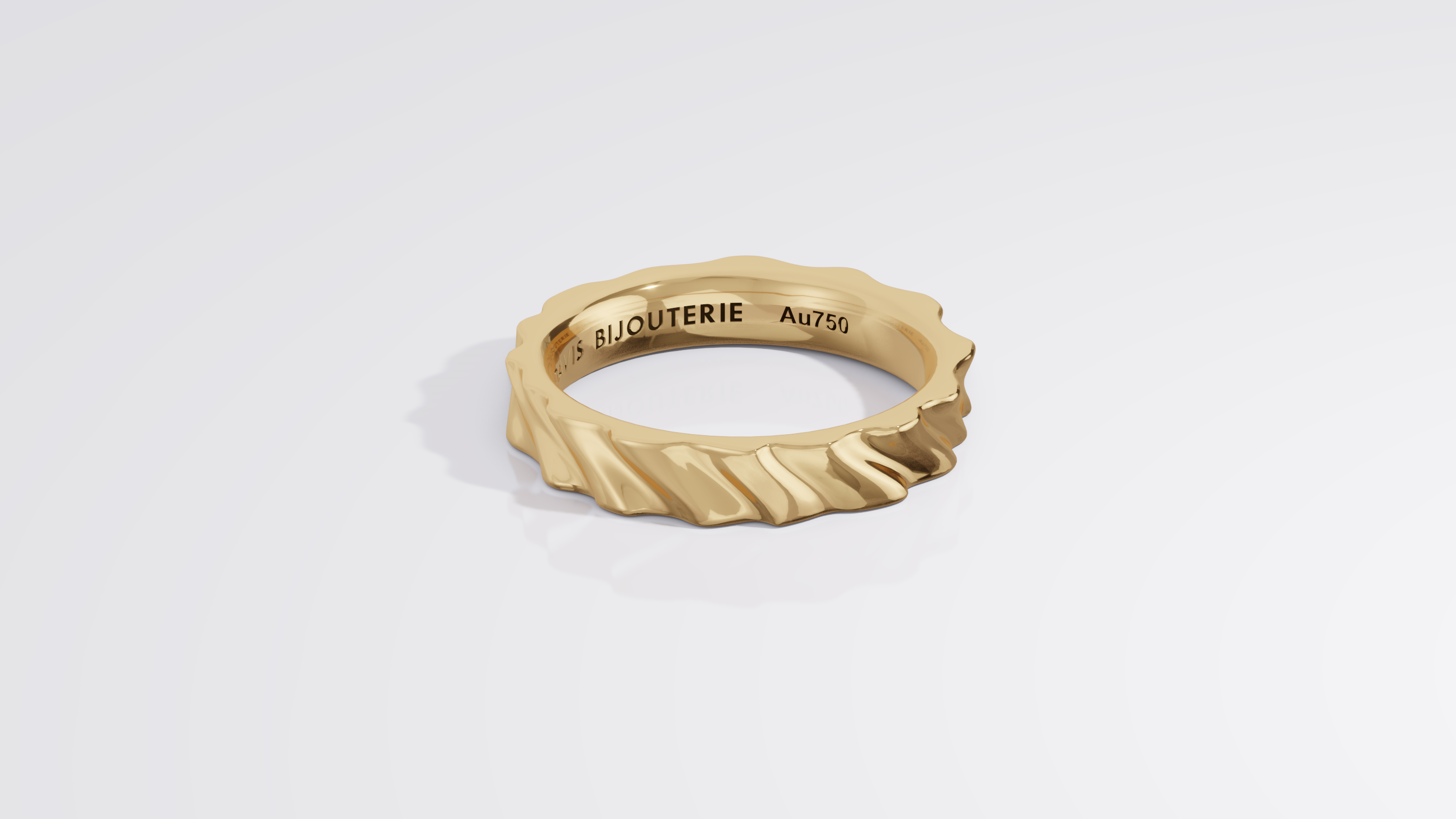 4mm Cascade Flat Band Yellow Gold