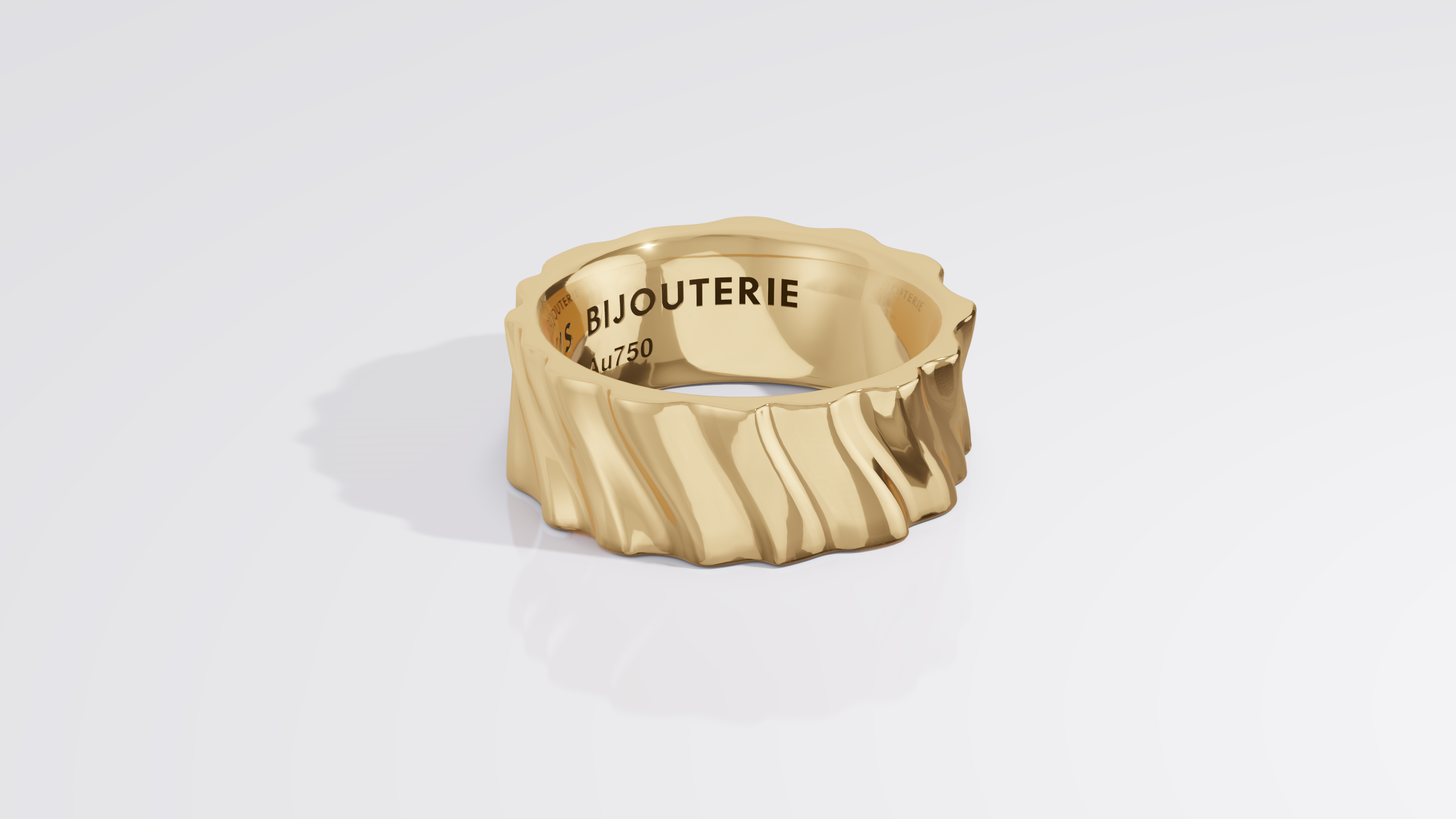 8mm Cascade Flat Band Yellow Gold