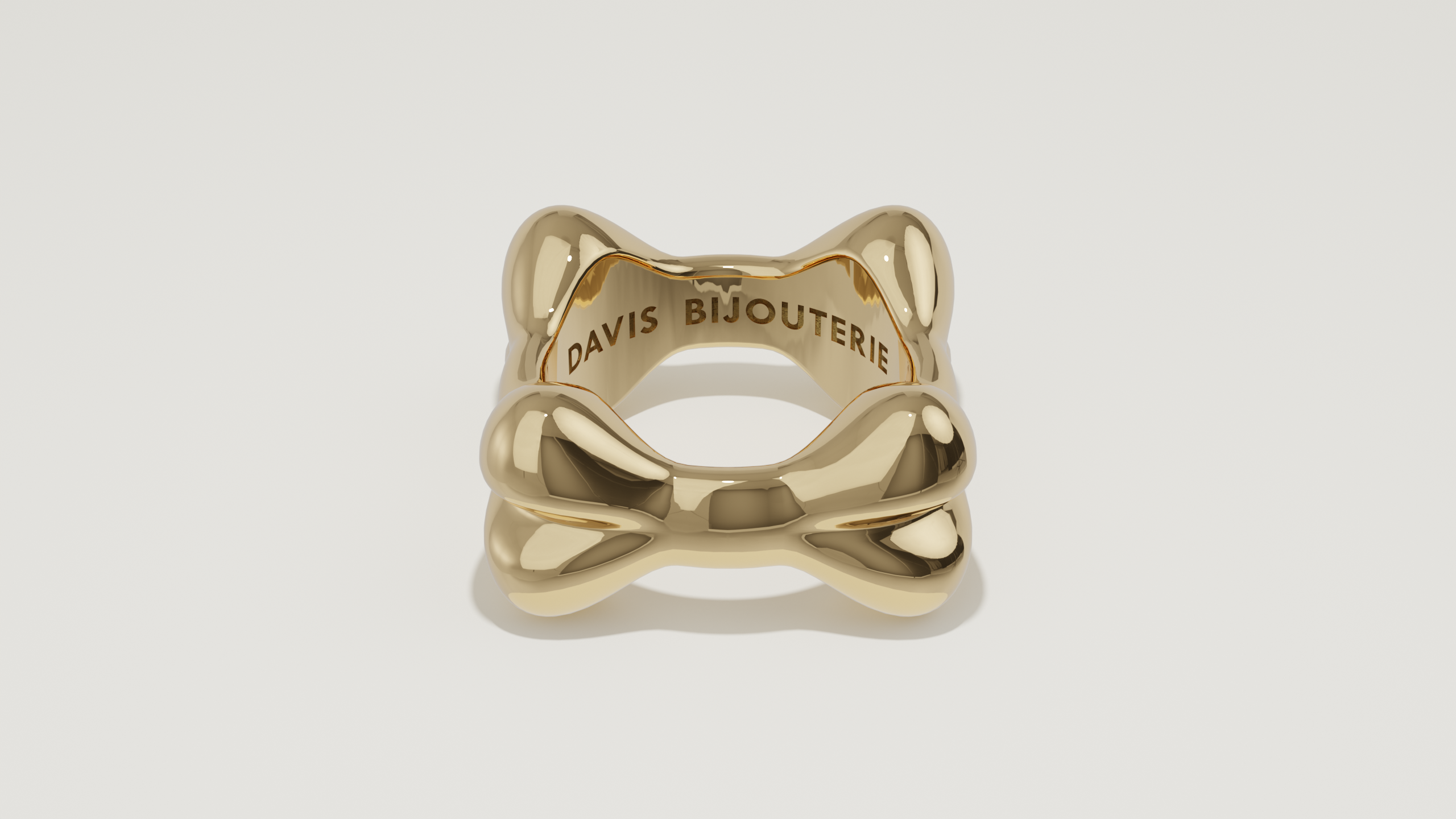 Bone Ribbon Ring Yellow Gold