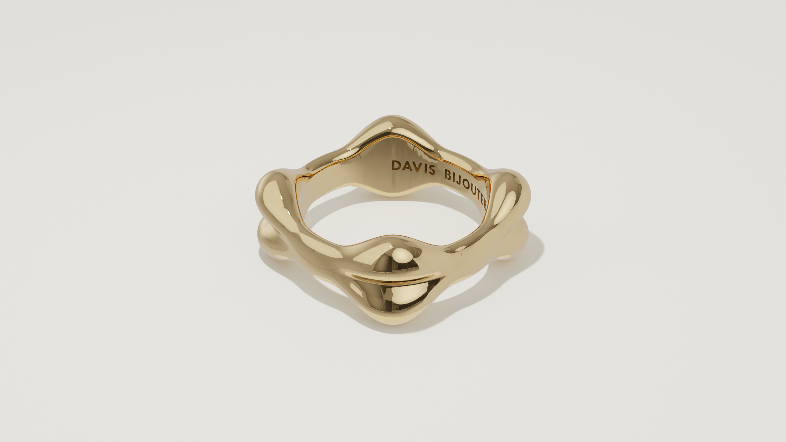 Petite Bone Ribbon Ring Yellow Gold