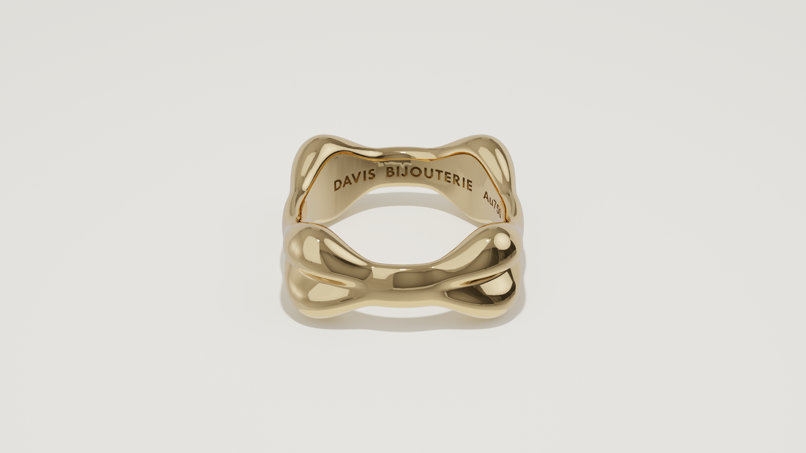 Petite Bone Ribbon Ring Yellow Gold