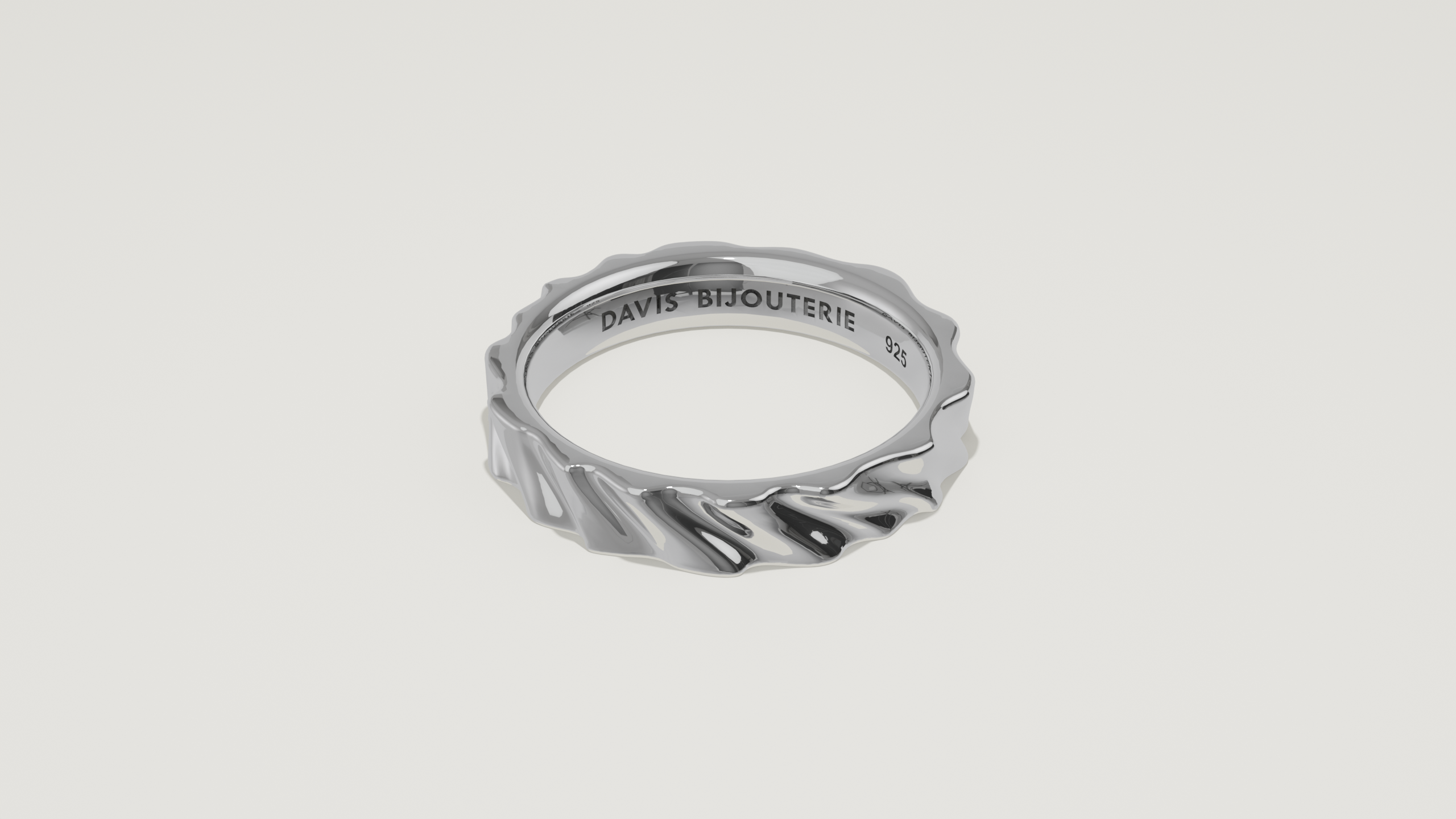 4mm Cascade Flat Band Sterling Silver