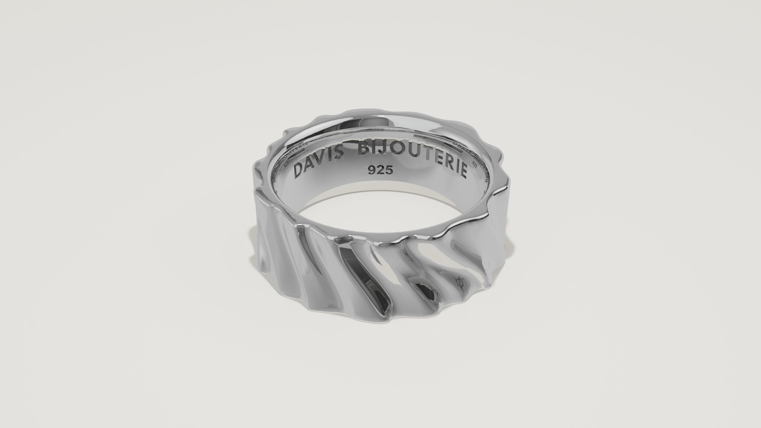 8mm Cascade Flat Band Sterling Silver