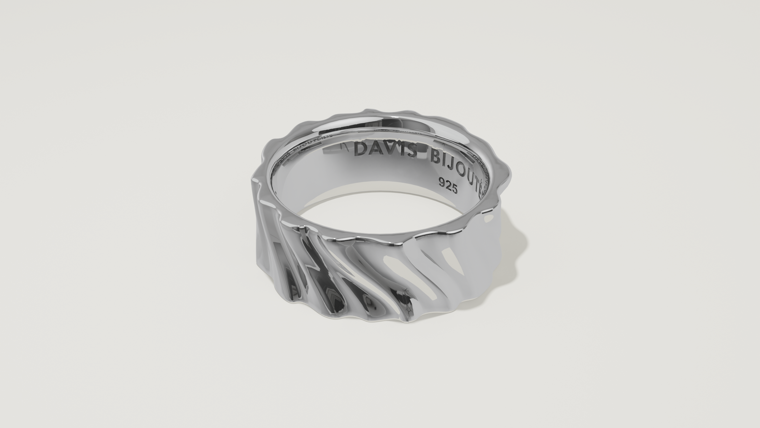 8mm Cascade Flat Band Sterling Silver