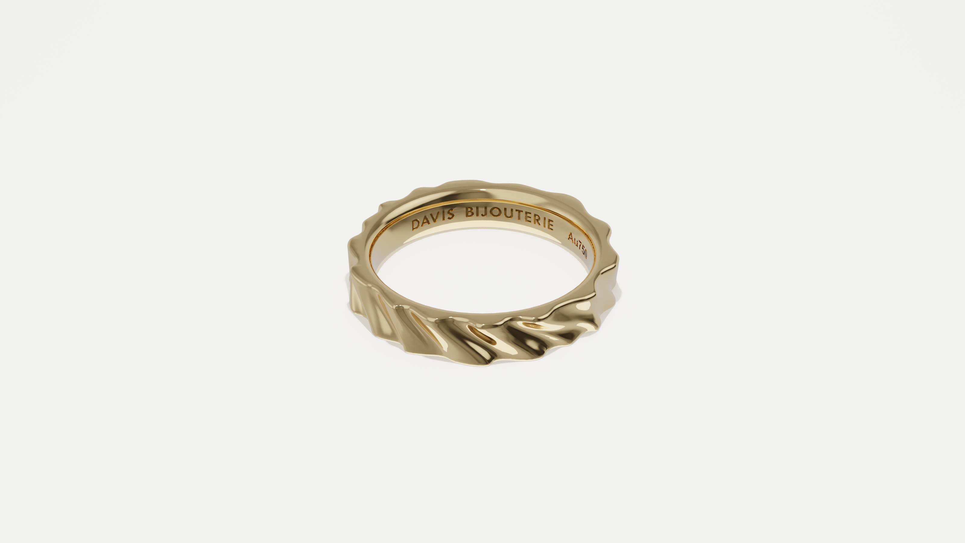 4mm Cascade Flat Band Yellow Gold