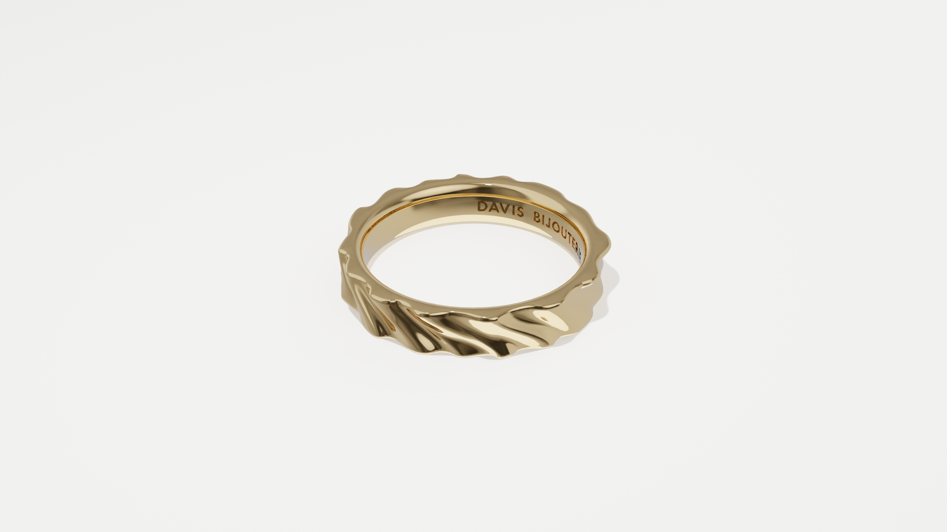 4mm Cascade Flat Band Yellow Gold