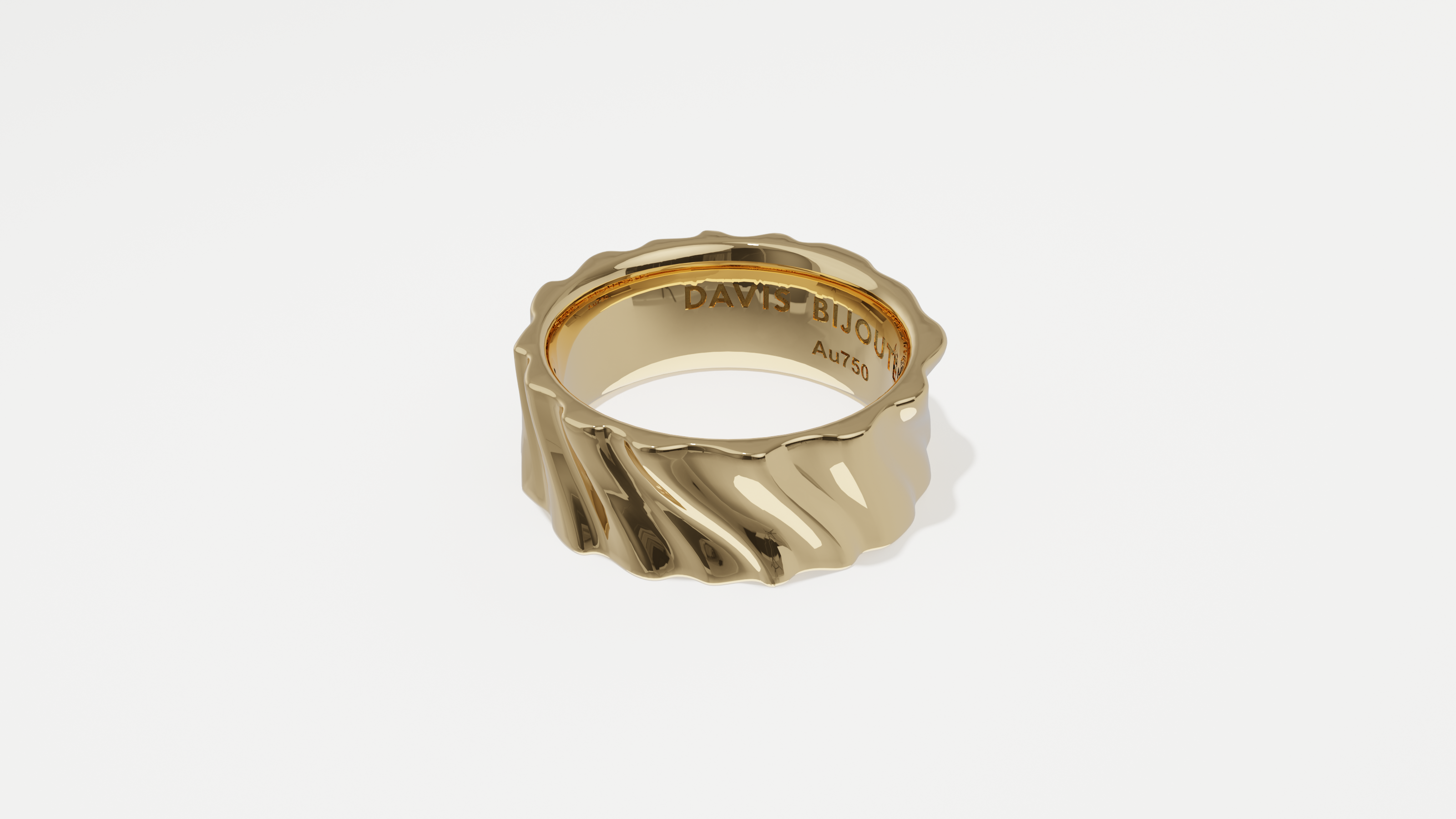 8mm Cascade Flat Band Yellow Gold