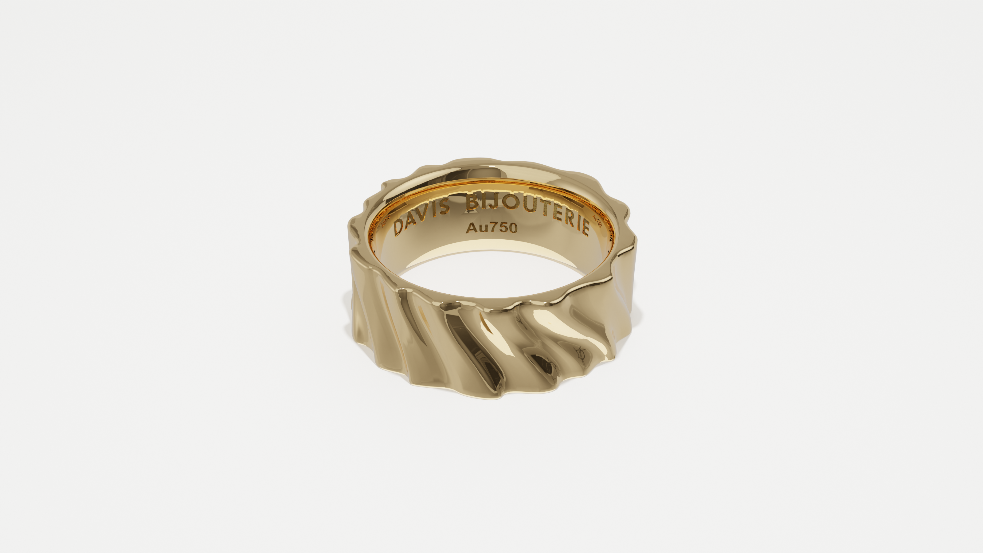 8mm Cascade Flat Band Yellow Gold