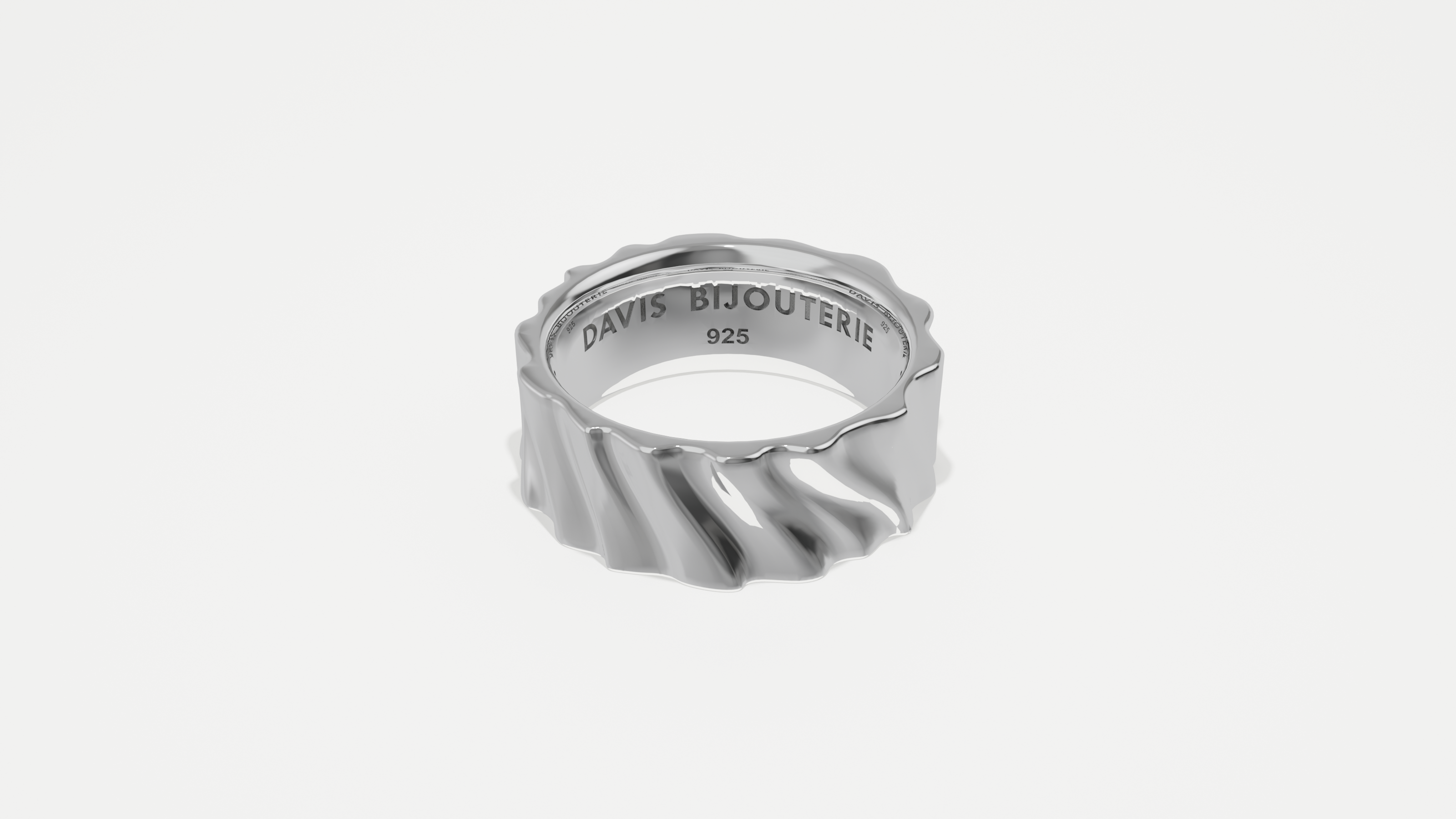 8mm Cascade Flat Band Sterling Silver